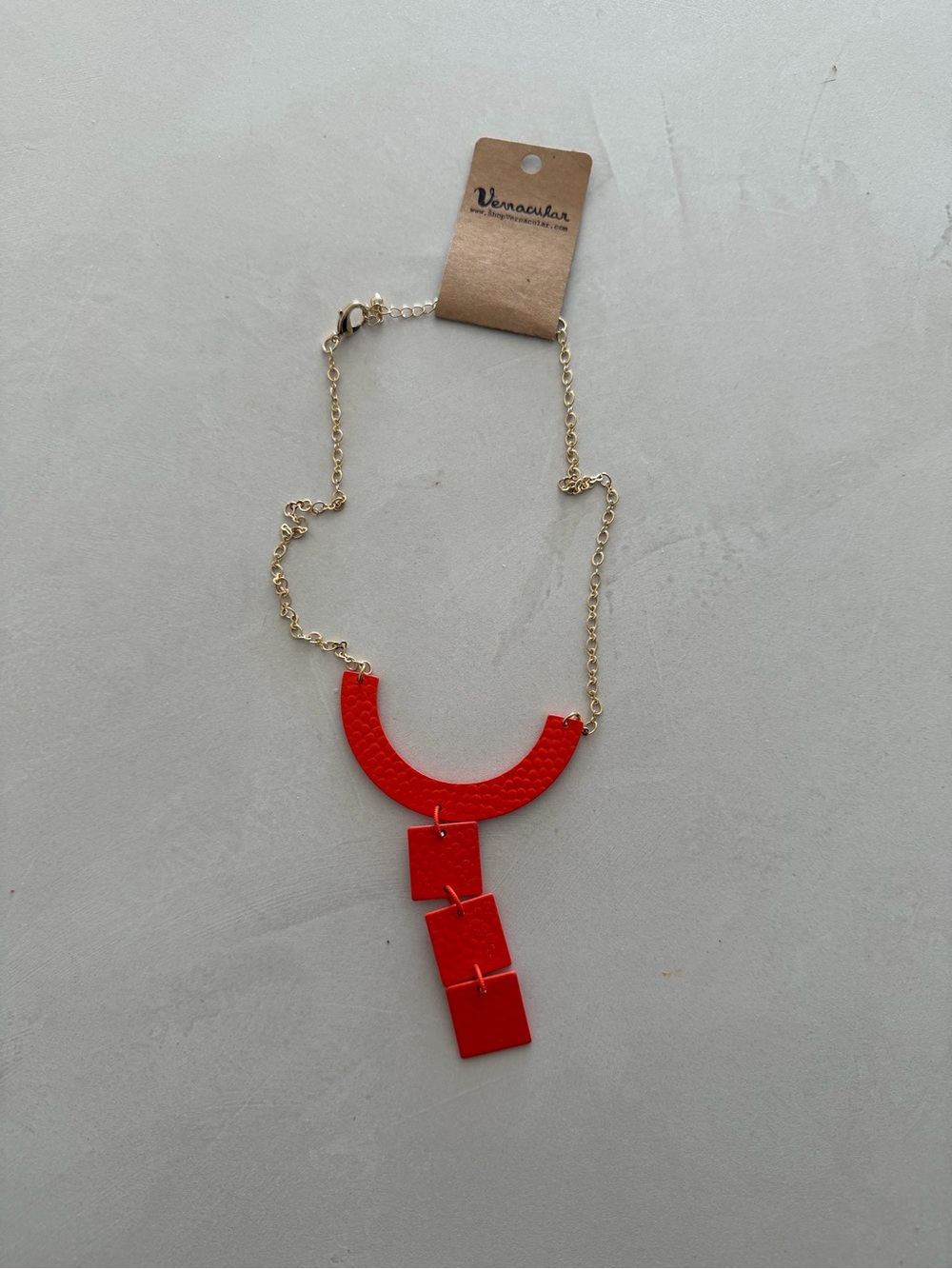 NWT Orange Geometric Pendant Necklace